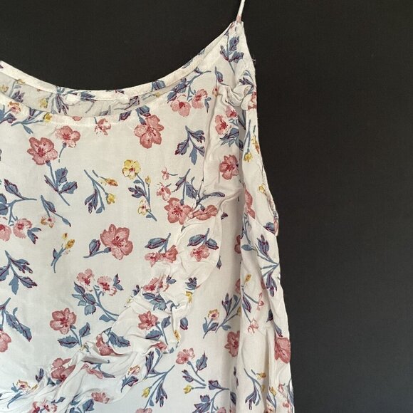 Vintage Floral Sleeveless Ruffled Hem Top white cropped top casual summery - Picture 2 of 5